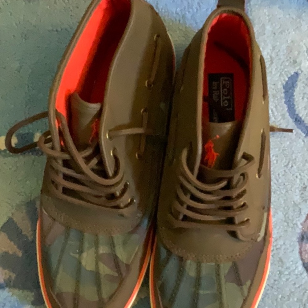 Never Worn!!Vintage Ralph Lauren Polo Men’s Leather Camo Half Boot. 10 1/2 D.